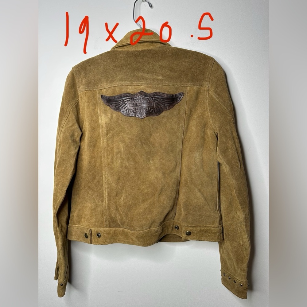 Harley-Davidson Tan Leather Jacket with Stud Details - Picture 7 of 9